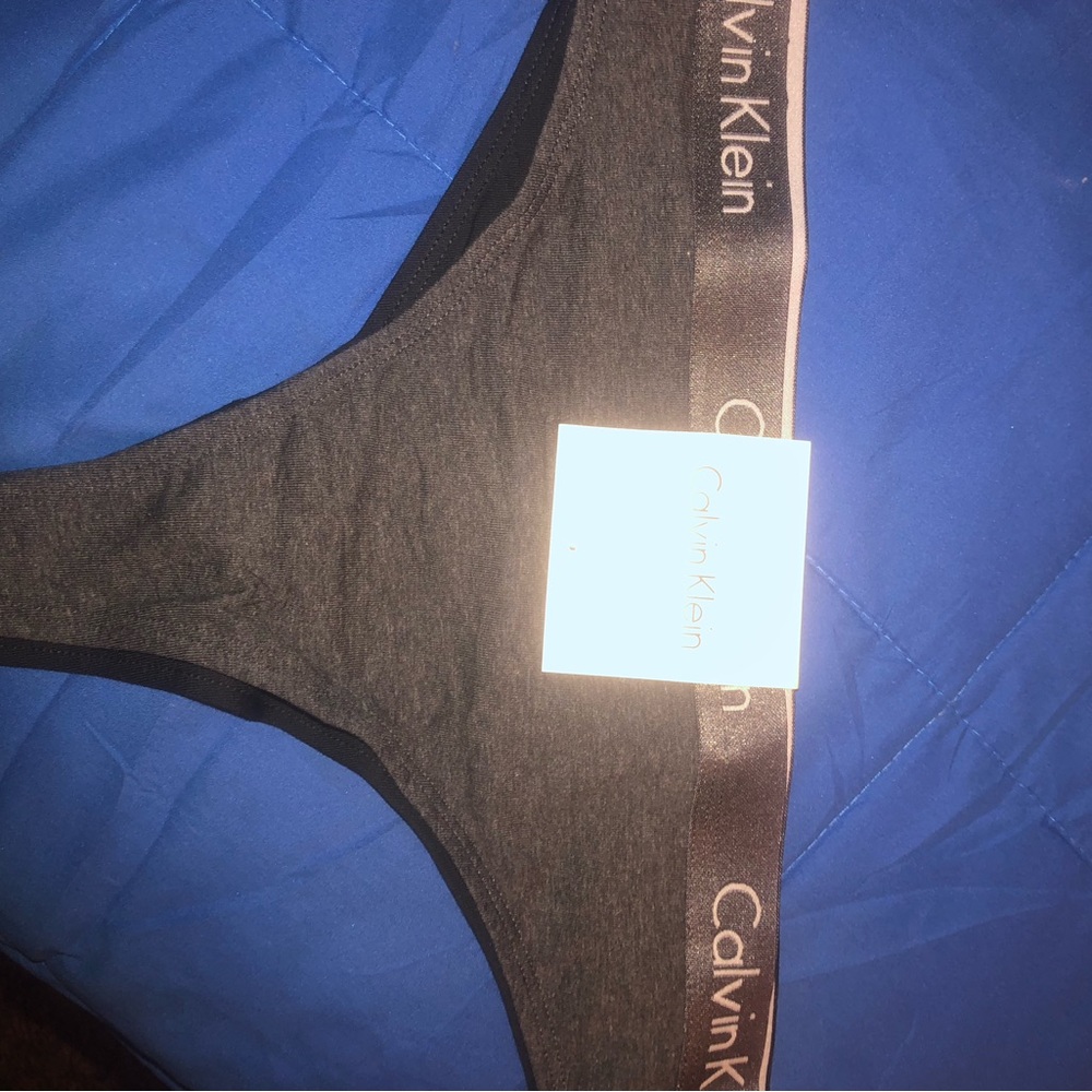 Calvin Klein Black Thong with White Logo